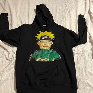 Black Hoodie with Anime Graphic Naruto Fesyen Pria Pakaian, Atasan size small